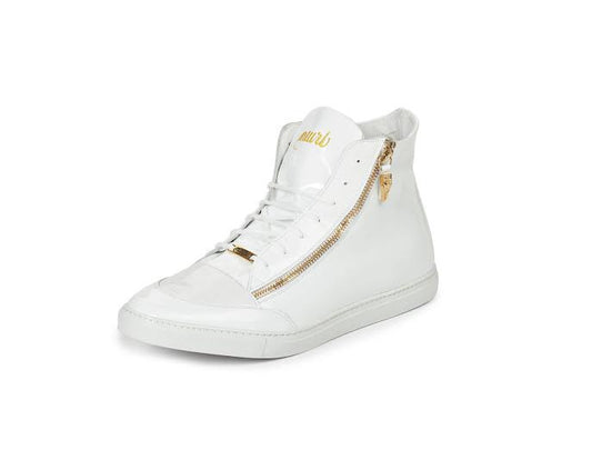 Mauri - M766 White Patent Leather Baby Crocodile Sneakers - Dudes Boutique