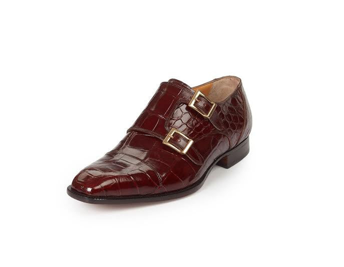 Mauri - 4560 Via Spiga Gold All Over Body Alligator Double Monk Strap - Dudes Boutique