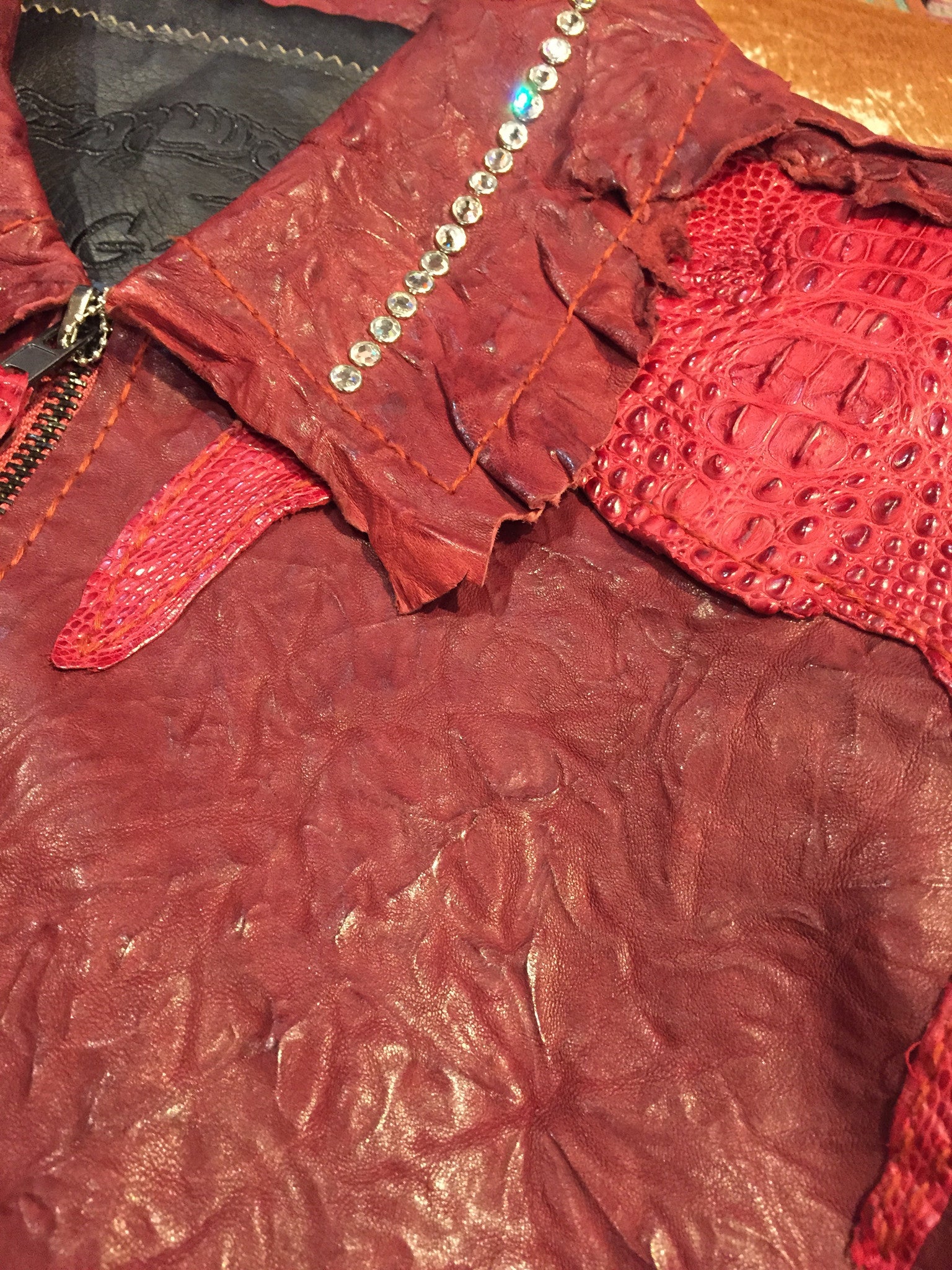 G-Gator Cranberry Crystal Alligator/Lamb Jacket - Dudes Boutique