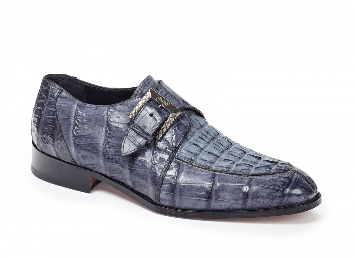 Mauri - 4834 Canaletto Crocodile & Hornback Monk Strap Med Gray - Dudes Boutique