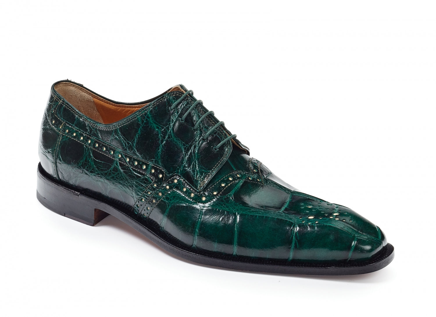 Mauri 4860 Longhi Alligator Shoes Hunter Green Dudes Boutique