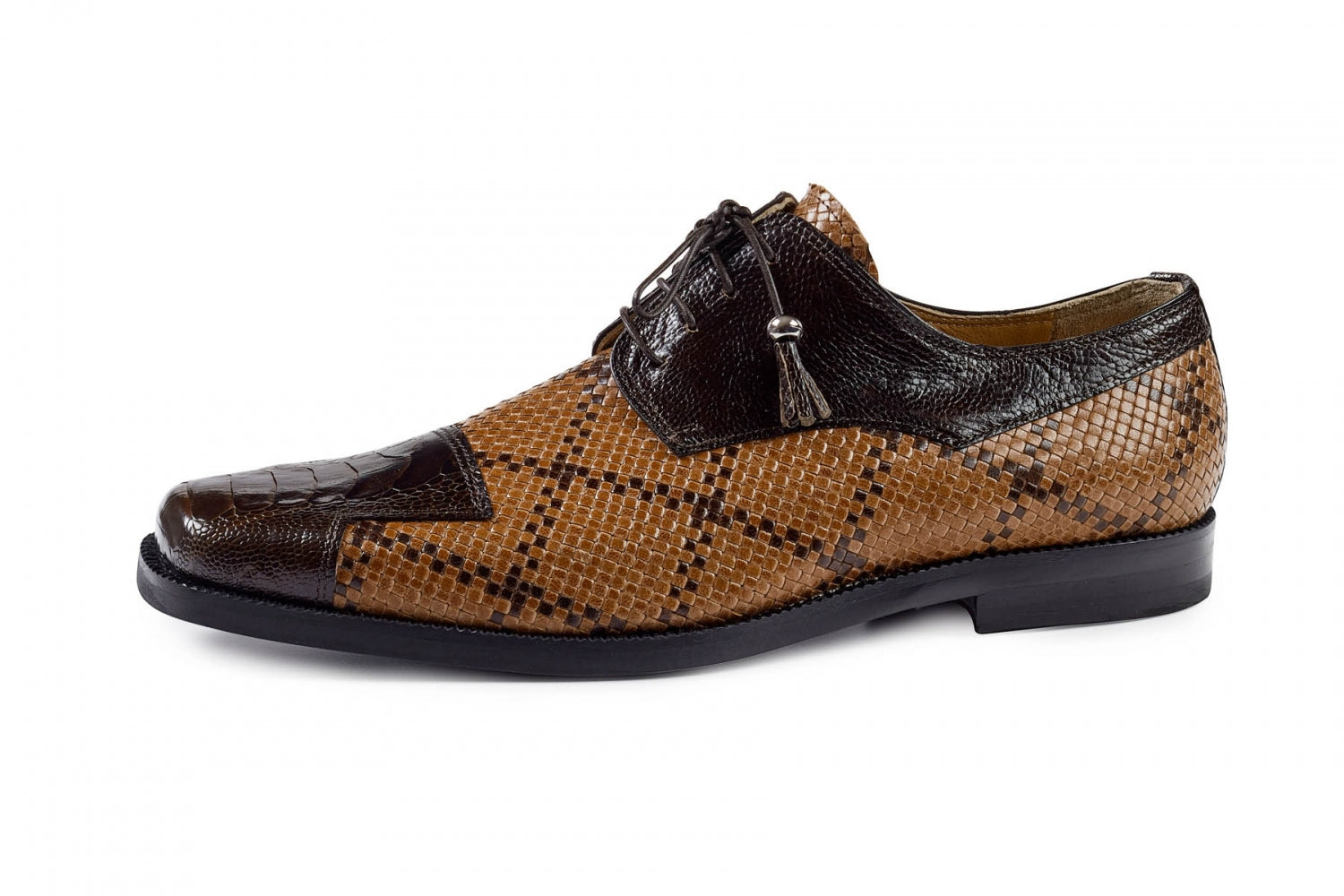 Mauri - M620 Sport Rust Ostrich Leg Cognac/Dark Brown Woven Dress Shoes - Dudes Boutique