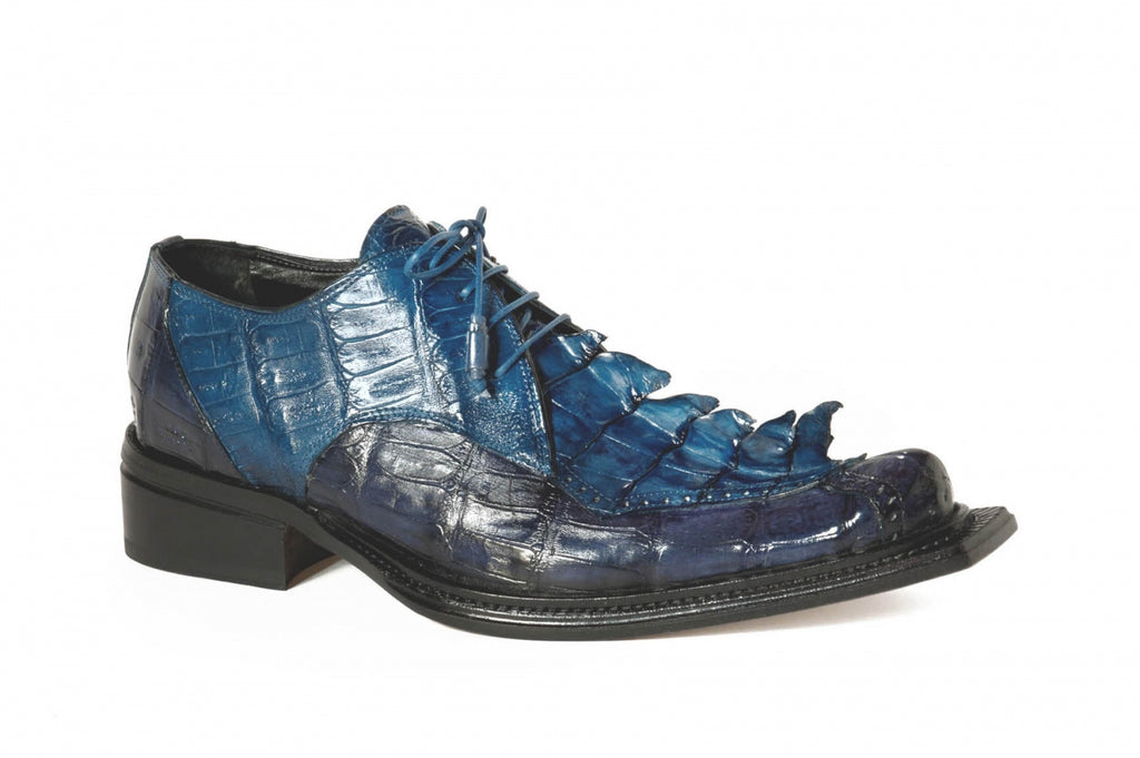Mauri - 44209 Hornback Wonder Blue & Carribean Blue Baby Croc Dress Shoe - Dudes Boutique