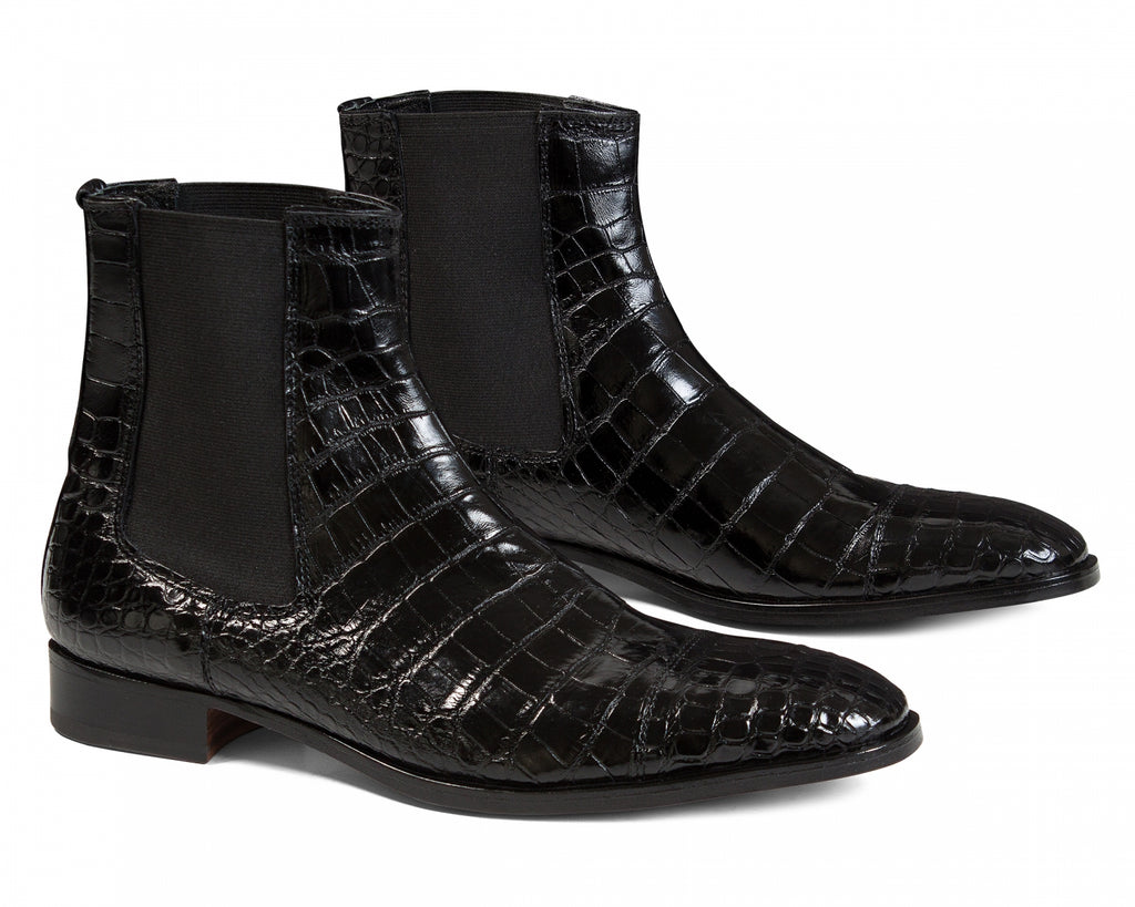 Mauri - 4795/1 Black Baby Alligator Chelsea Boots – Dudes Boutique