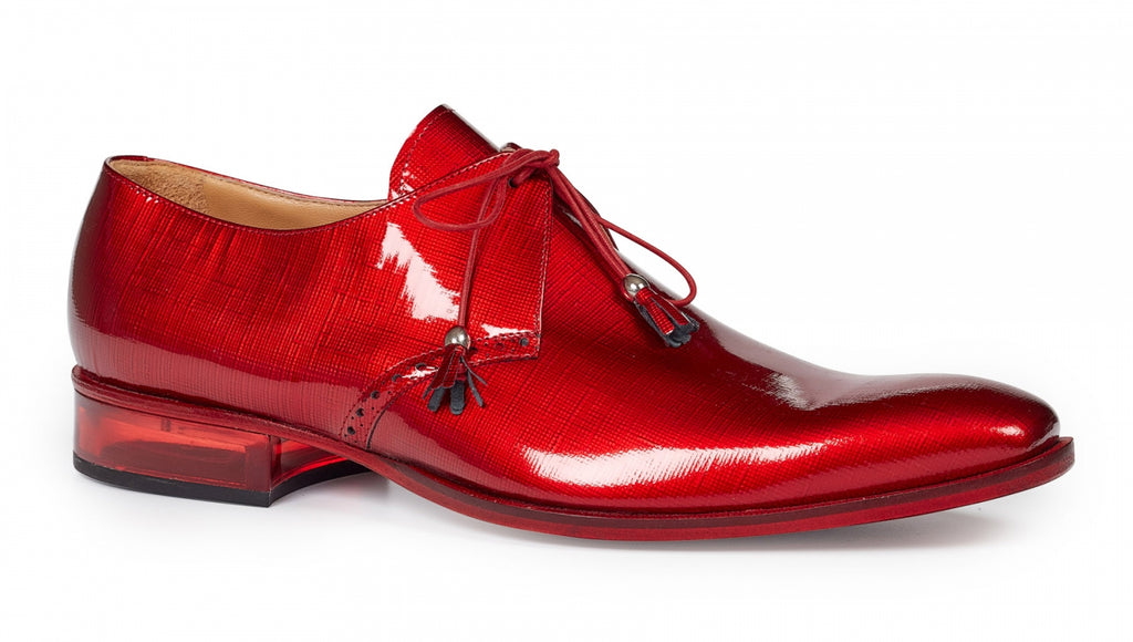 Mauri - 4801 Red Patent Leather & Plexiglass Heel Dress Shoes - Dudes Boutique