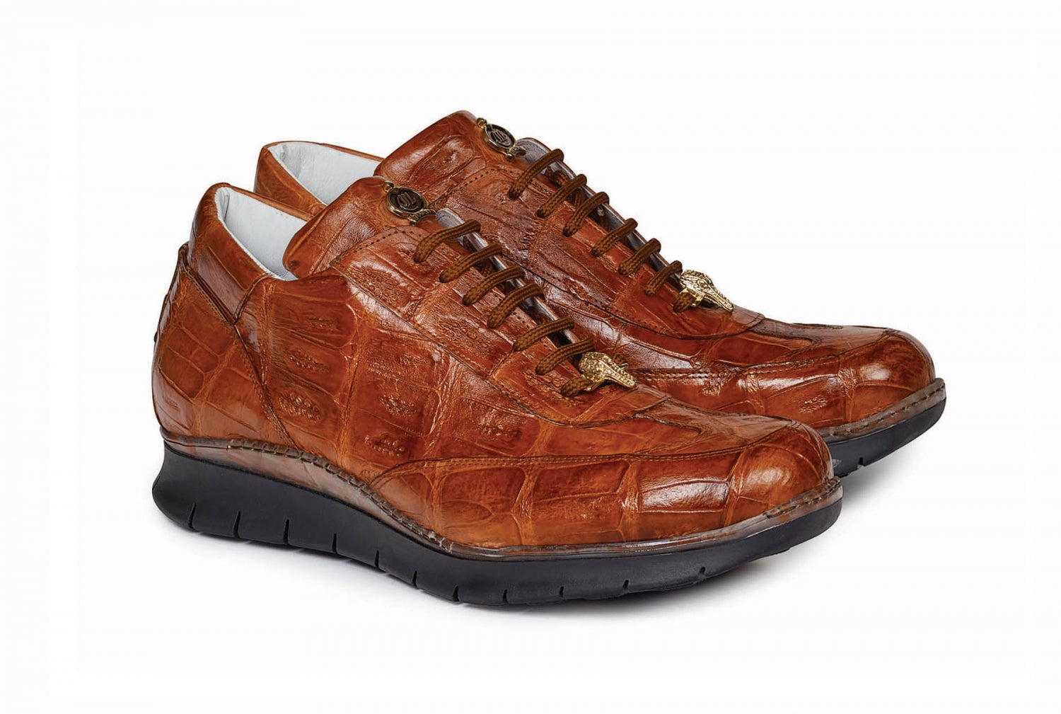 Mauri - 8932 Hand-Painted Cognac Alligator Body Sneaker - Dudes Boutique