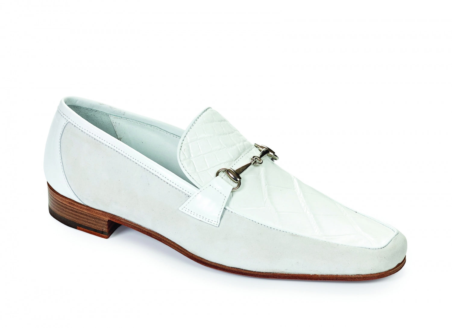 Mauri - 4863 Borromini Alligator & Suede Bit Loafers White - Dudes Boutique