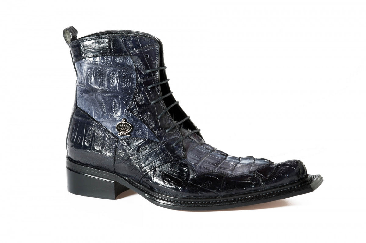 Mauri - 42742 Black/Grey Baby Croc & Hornback Tail Boots - Dudes Boutique