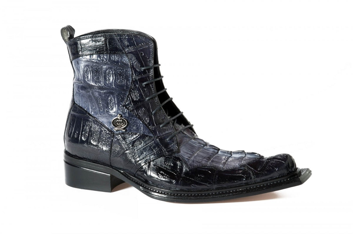 Mauri '42742' Black/Grey Baby Croc & Hornback Tail Boots - Dudes Boutique