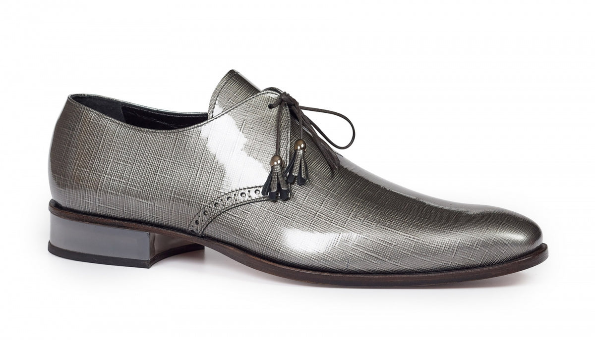 Mauri - 4801 Grey Patent Leather & Plexiglass Heel Dress Shoes - Dudes Boutique