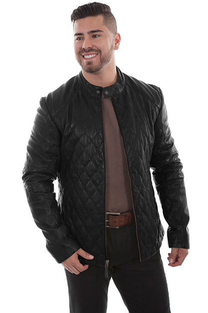 Scully men's black quilted lambskin leather jacket