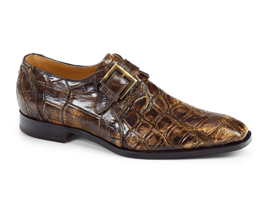 Mauri - 1002 Alligator Burnished Brown Monk Strap Dress Shoes - Dudes Boutique