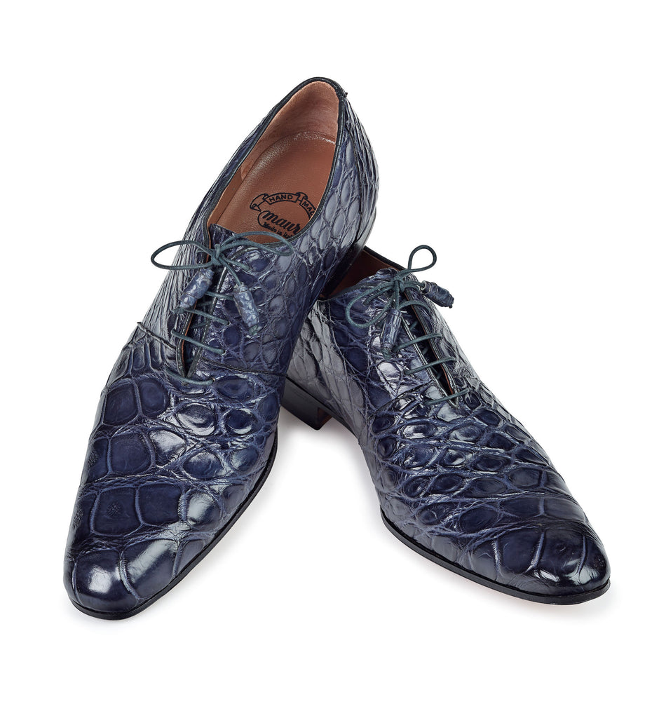 Mauri - "1078" Charcoal Grey Alligator Hand-Painted Dress Shoe - Dudes Boutique