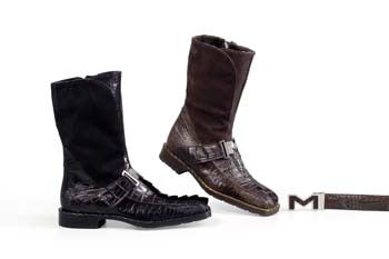 Mauri - 1113 Suede/Hornback Crocodile Boot - Dudes Boutique