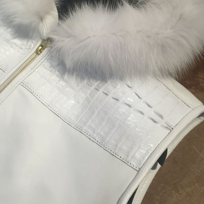 G-Gator - Hooded Crocodile/Lambskin Vest w/ Fox Fur Trim - Dudes Boutique