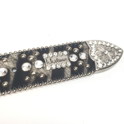 b.b. Simon 7053 Skull Zebra Crystal Belt - Dudes Boutique