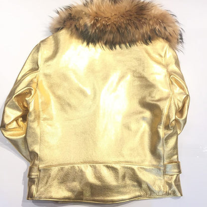G-Gator Coyote Golden Lambskin Biker Jacket - Dudes Boutique