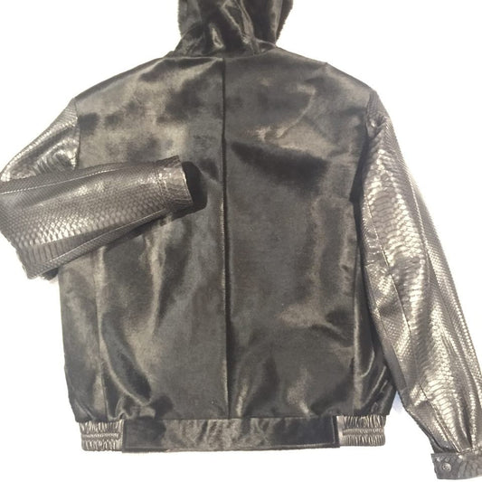G-Gator Pony Hair/Python Bomber w/ Fox Trimmed Hood - Dudes Boutique