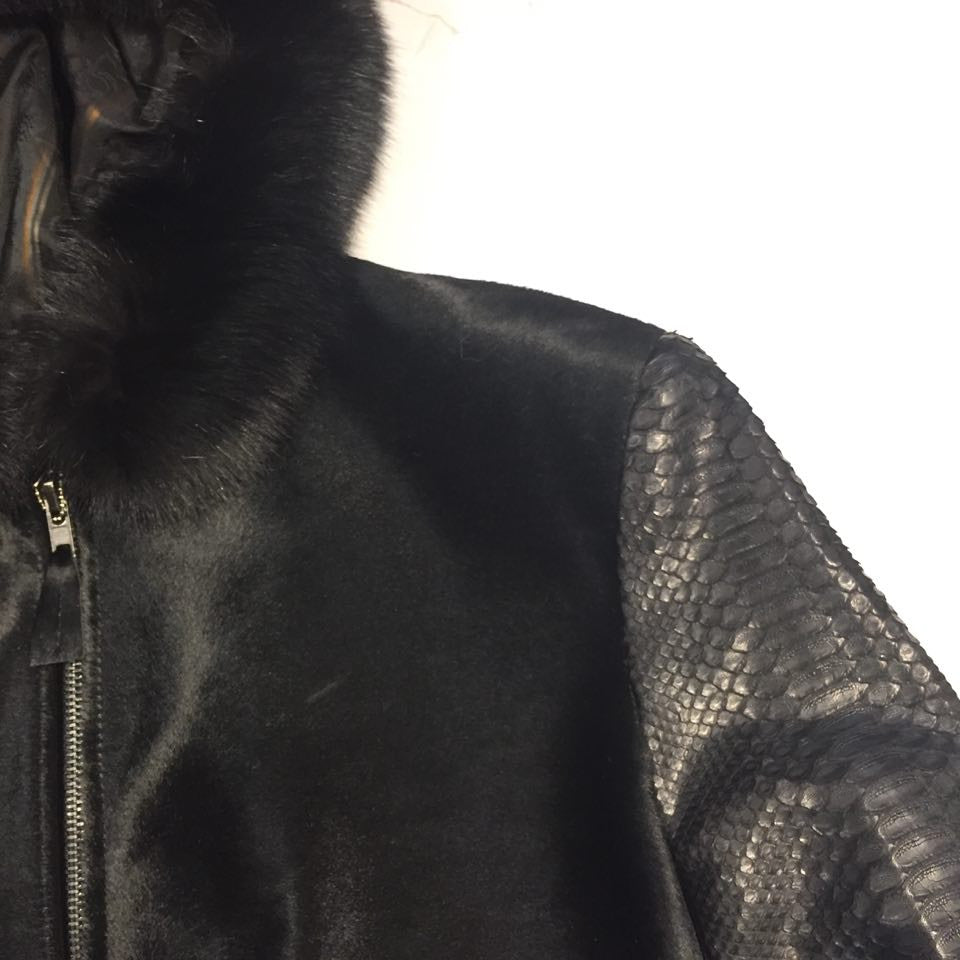 G-Gator Pony Hair/Python Bomber w/ Fox Trimmed Hood - Dudes Boutique