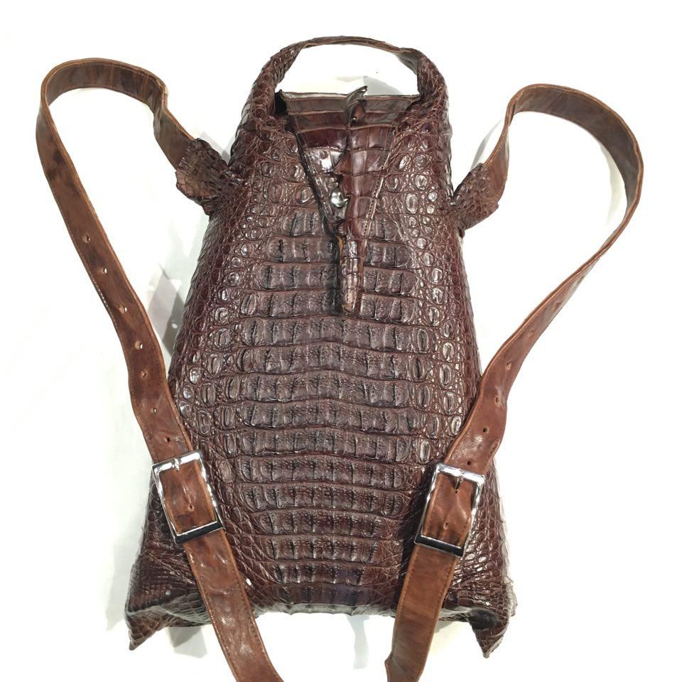 Kashani Chocolate Brown All-Over Alligator Backpack - Dudes Boutique
