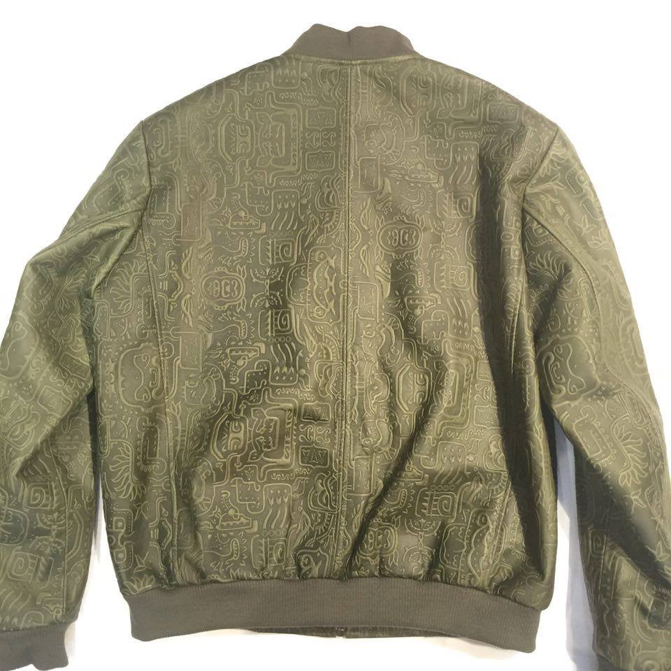 Jakewood Money Green Embossed Leather Bomber Jacket - Dudes Boutique
