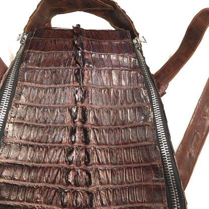 Kashani Chocolate Brown All-Over Alligator Backpack - Dudes Boutique
