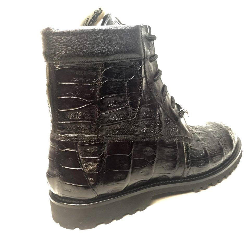 Mauri All-Over Baby Crocodile 'King' Lace Up Combat Boots 4637 - Dudes Boutique