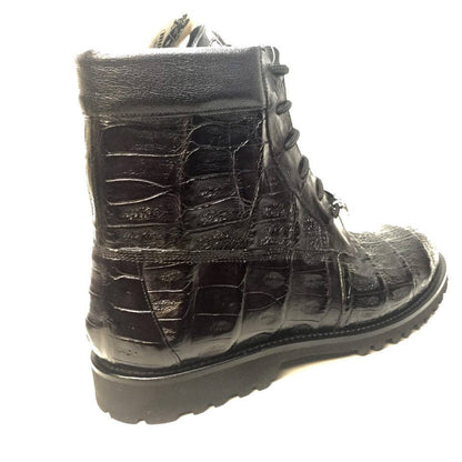 Mauri All-Over Baby Crocodile 'King' Lace Up Combat Boots 4637 - Dudes Boutique