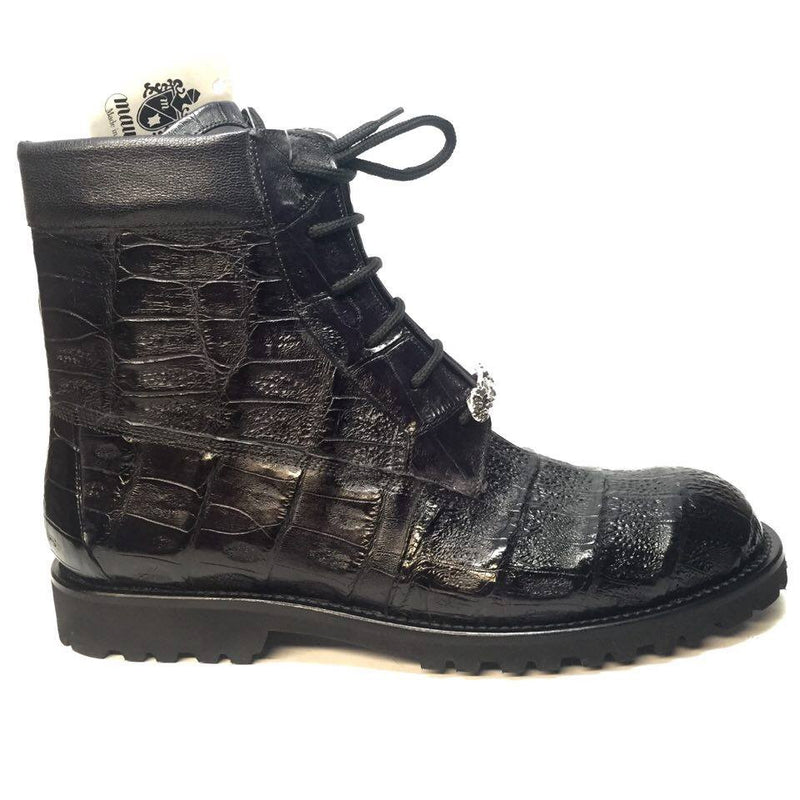 Mauri All-Over Baby Crocodile 'King' Lace Up Combat Boots 4637 - Dudes Boutique