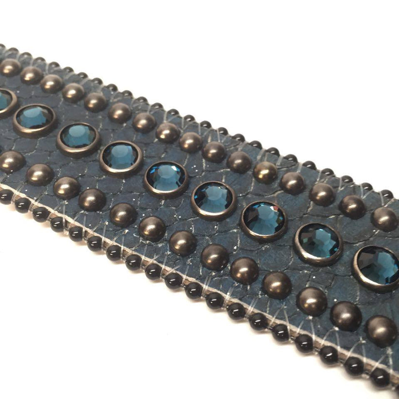 b.b. Simon Deep Blue Python Crystal Belt – Dudes Boutique