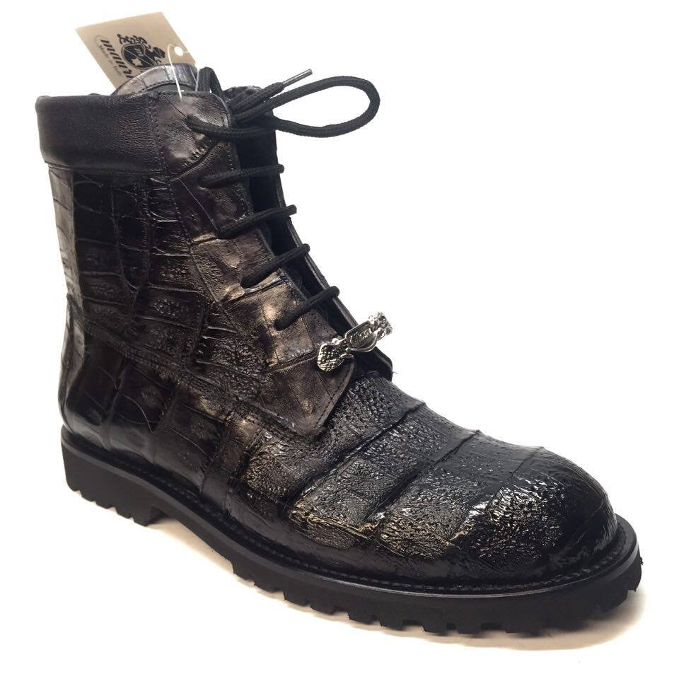 Mauri All-Over Baby Crocodile 'King' Lace Up Combat Boots 4637 - Dudes Boutique