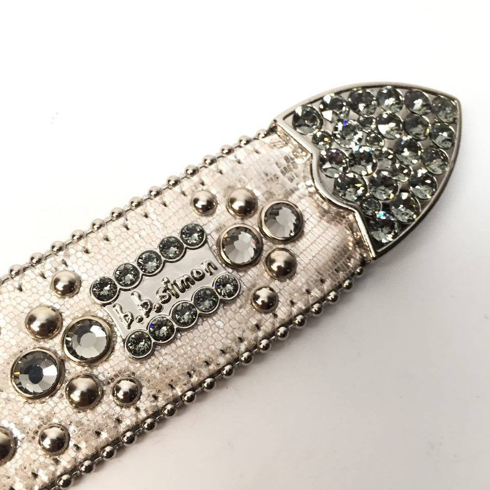 b.b. Simon Silver Lizard Crystal Belt - Dudes Boutique