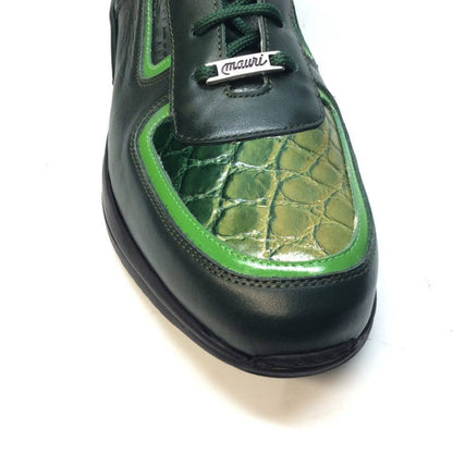 Mauri M711/2 Forest Green Alligator/Nappa/Patent Sneakers - Dudes Boutique