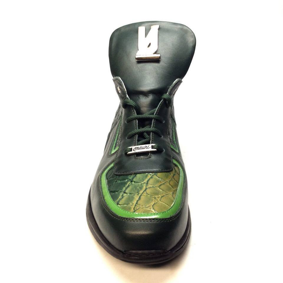 Mauri M711/2 Forest Green Alligator/Nappa/Patent Sneakers - Dudes Boutique