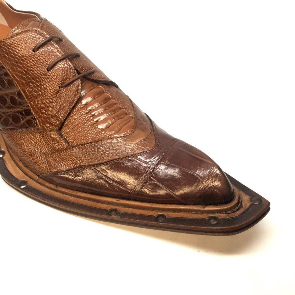 Mauri 44255 "Garda" All Over Ostrich Leg/Alligator Dress Shoe - Dudes Boutique