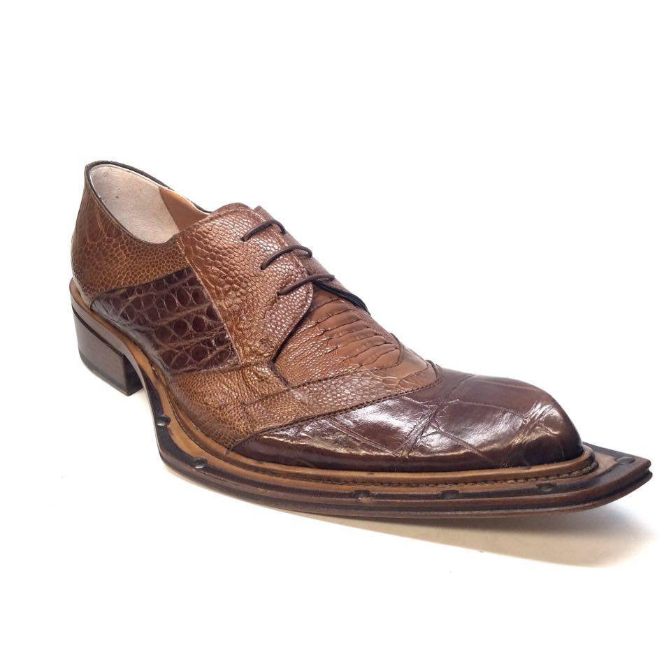 Mauri 44255 "Garda" All Over Ostrich Leg/Alligator Dress Shoe - Dudes Boutique