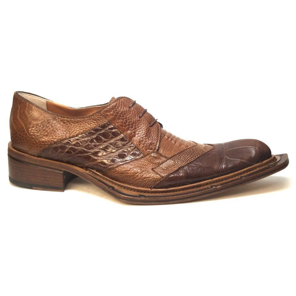Mauri 44255 "Garda" All Over Ostrich Leg/Alligator Dress Shoe - Dudes Boutique