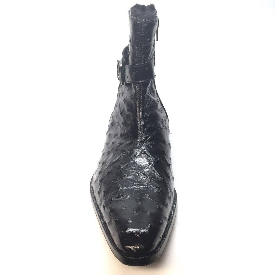 Mauri 4390 Nicotine Ostrich Quill & Mink Fur Ankle Boots - Dudes Boutique