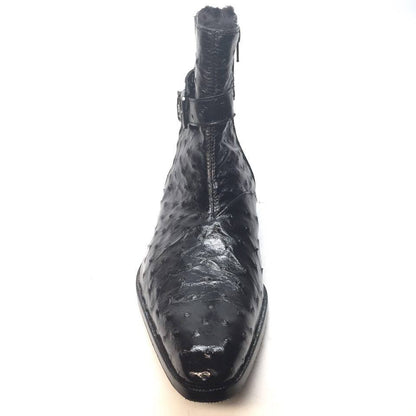 Mauri 4390 Nicotine Ostrich Quill & Mink Fur Ankle Boots - Dudes Boutique
