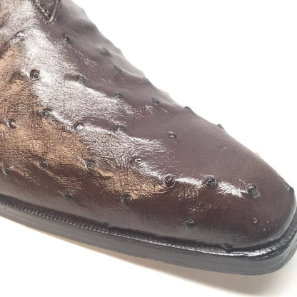 Mauri 4390 Nicotine Ostrich Quill & Mink Fur Ankle Boots - Dudes Boutique