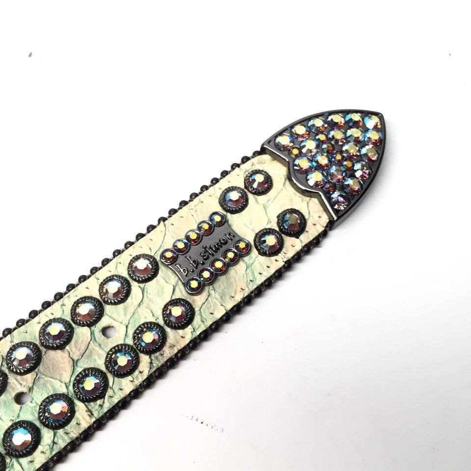 b.b. Simon Lime Python Crystal Belt - Dudes Boutique