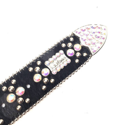 b.b. Simon Negro Pony Skull Crystal Belt - Dudes Boutique