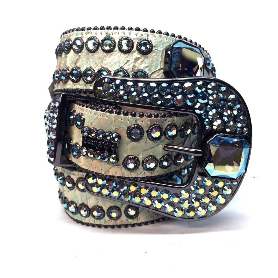 b.b. Simon Lime Python Crystal Belt - Dudes Boutique