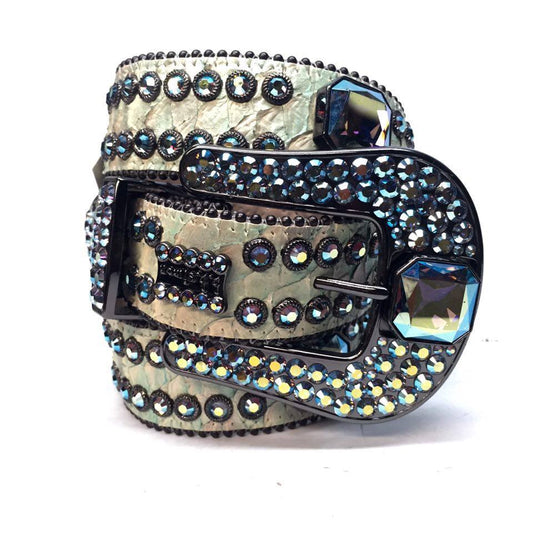 b.b. Simon Lime Python Crystal Belt - Dudes Boutique