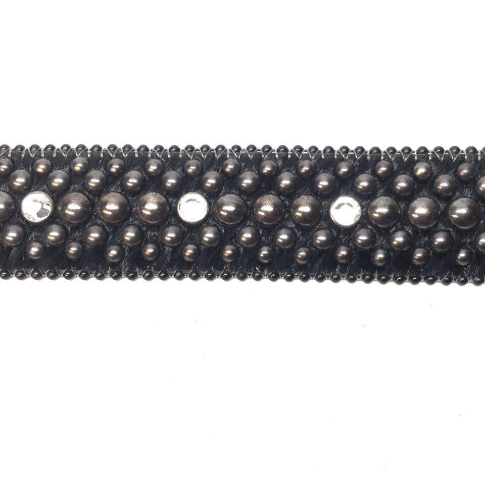 b.b. Simon Black Pony Hair Crystal Belt - Dudes Boutique