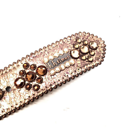 b.b. Simon Bronze Block Crystal Belt - Dudes Boutique