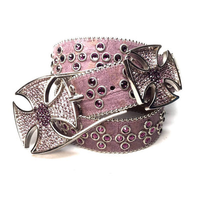 b.b. Simon Leather Cross Pattée Crystal Belt - Dudes Boutique