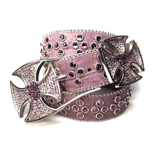 b.b. Simon Leather Cross Pattée Crystal Belt - Dudes Boutique
