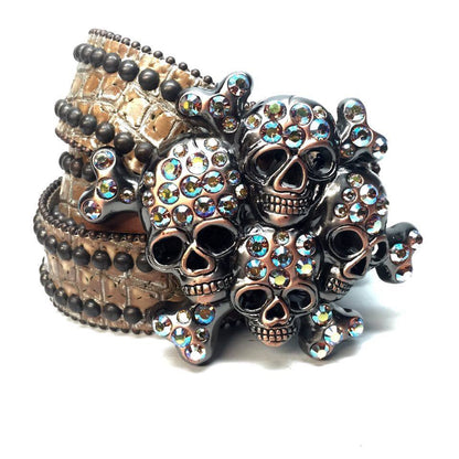 b.b. Simon Caramel Skull Crystal Belt - Dudes Boutique