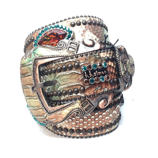 b.b. Simon Python Oval Crystal Belt - Dudes Boutique